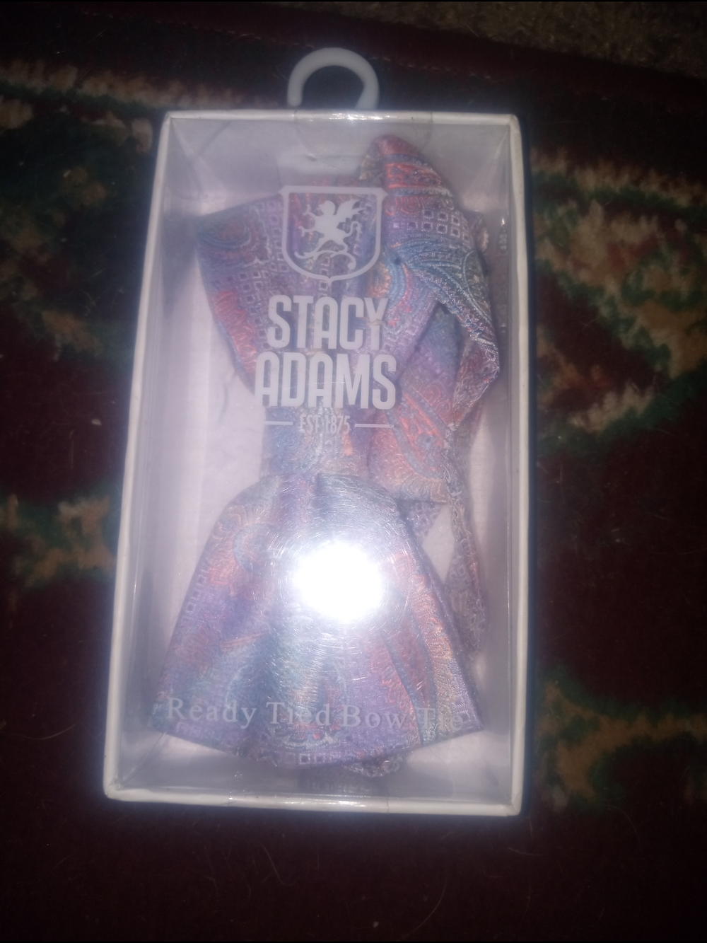 Stacy Adams Purple and Orange Paisley Pre-Tied Bow Tie